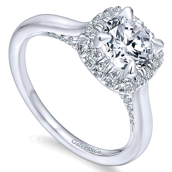14K White Gold - Entwined Diamond Halo Ring - 24325