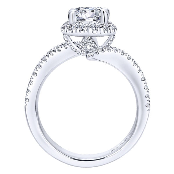 14K White Gold - Halo Bypass Ring - 25147