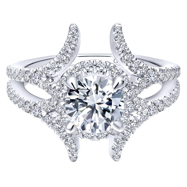 14k White Gold Halo Engagement Ring - ER12779R4W44JJ