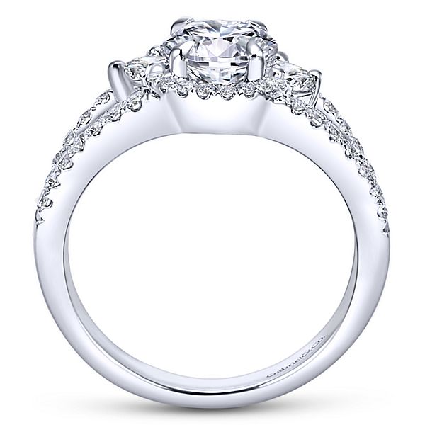 14K White Gold - Split Shank Diamond Ring - 18092