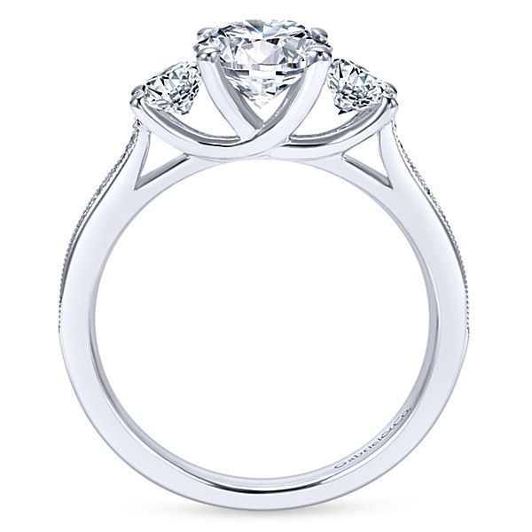 14K White Gold - Three Stone Ring - 18094