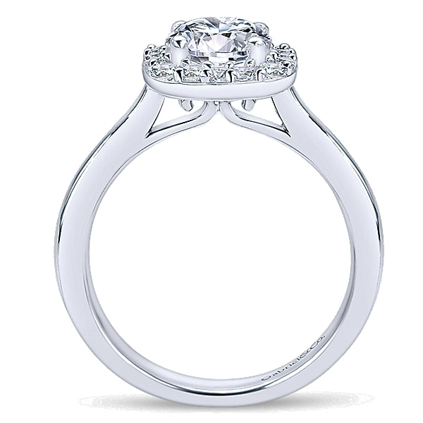 14K White Gold - Diamond Halo Ring - 24335