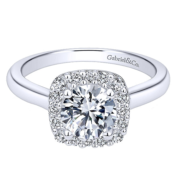 14K White Gold - Diamond Halo Ring - 24335