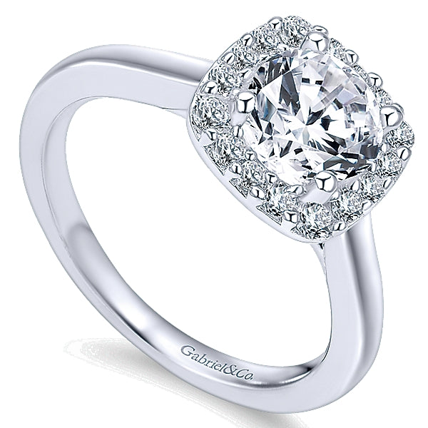 14K White Gold - Diamond Halo Ring - 24335