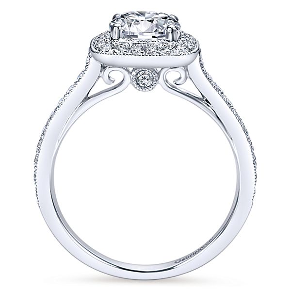 14k White Gold Halo Engagement Ring - J30234