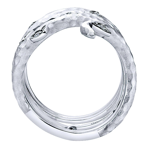 925 Silver - White Sapphire Wide Modern Band - 21678