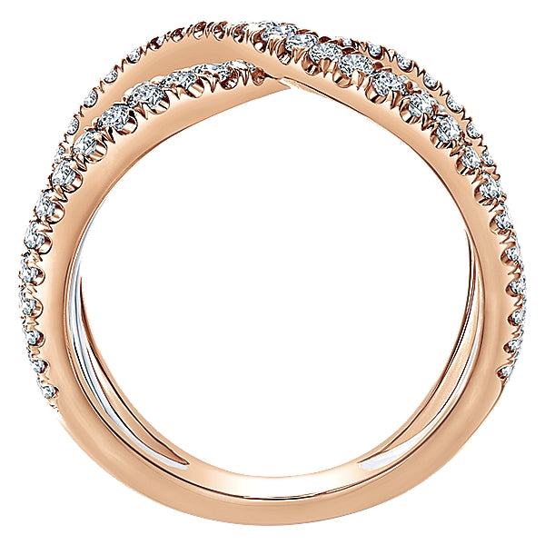 14K Rose & White Gold - Wide Woven Diamond Band - 24349