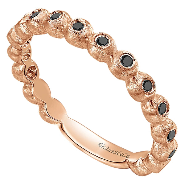 14K Rose Gold - Black Diamond Fashion Band - 24350