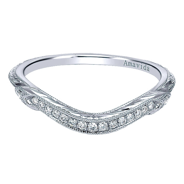 Platinum - Curved Victorian Diamond Band - 21009