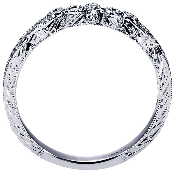14K White Gold - Diamond Victorian Curved Band - 21090