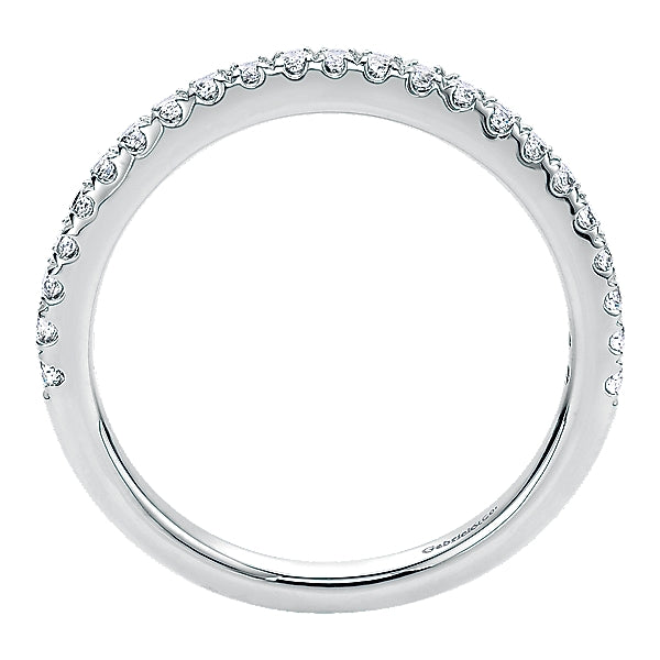 14K White Gold - Curved Diamond Band - J30163