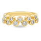 Yellow gold band with a double row of spaced bezel set diamonds, set on a clean white background.
