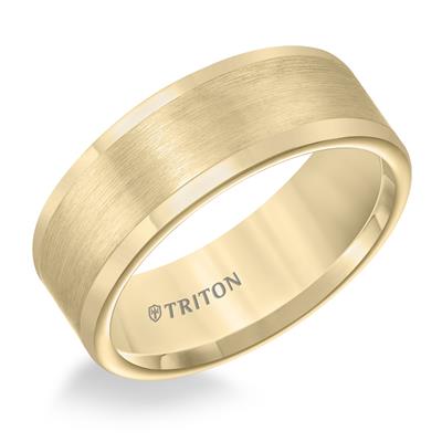 Tungsten Carbide- Roll Edge Satin Finish Flat Center Wedding Band - 22334