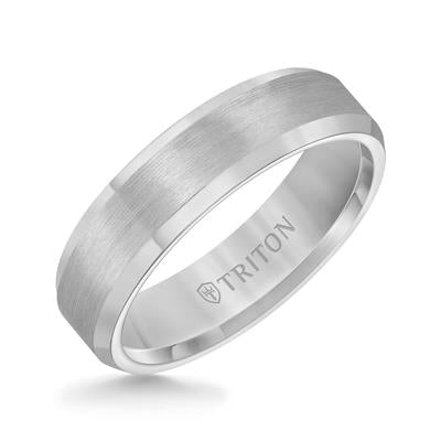 Tungsten Carbide - Bevel Edge Satin Center Classic Wedding Band - J36552