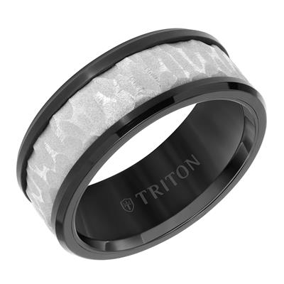 Tungsten Carbide - Bevel Edge Sandblasted Center Wedding Band - J30043