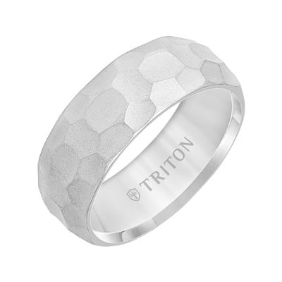 Tungsten Carbite - Edge To Edge Hammered Center Wedding Band - J30564