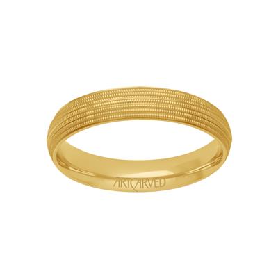 14K Yellow Gold - Cut Geometric Center Band - J36684