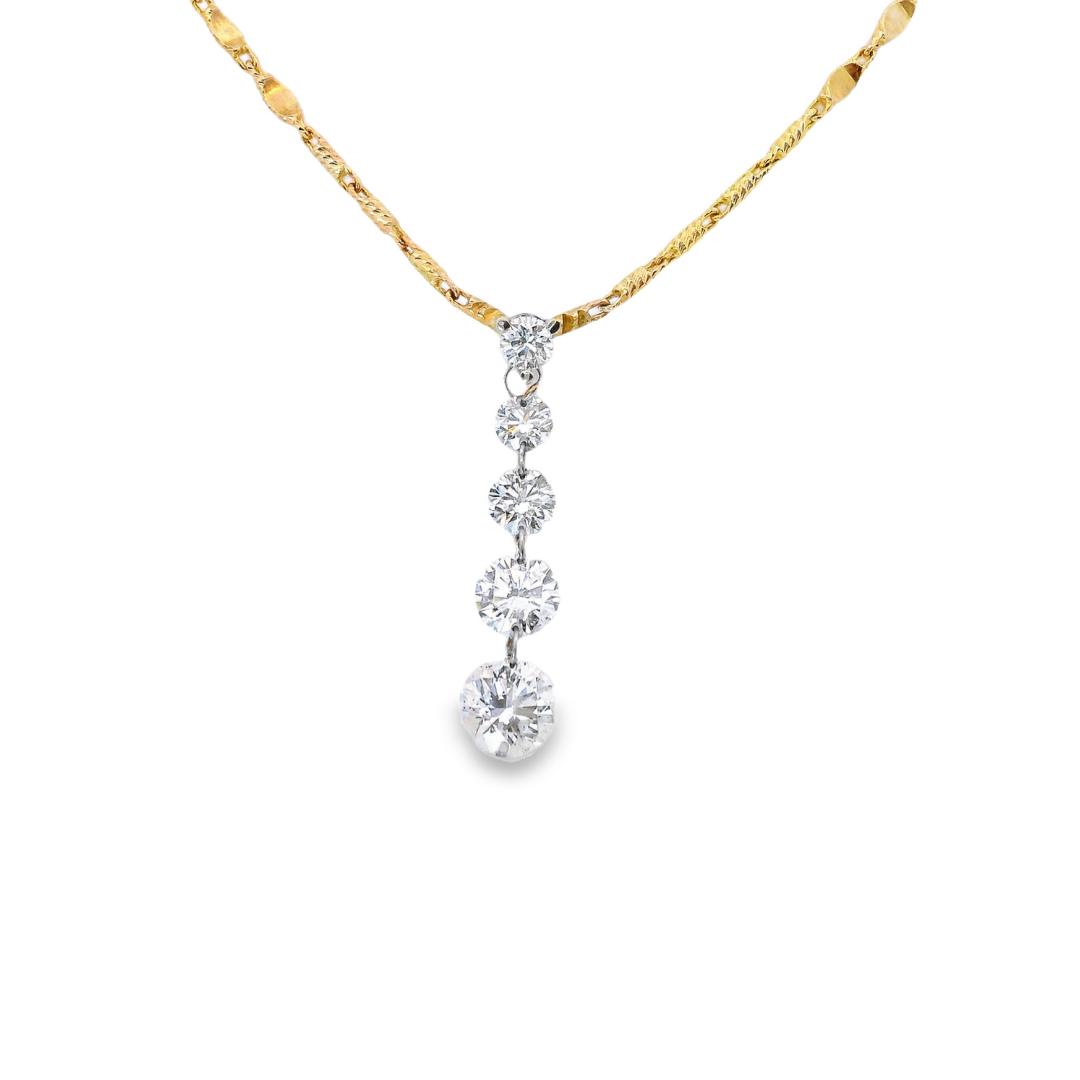 14K Yellow Gold - Diamond Necklace - J36023