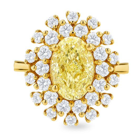 14K Yellow Gold - Yellow Diamond Starburst Ring