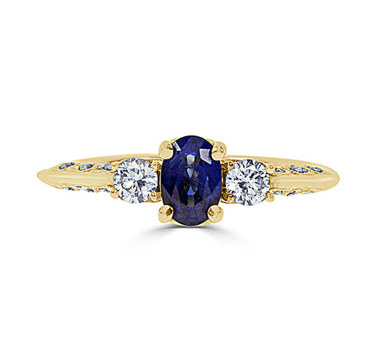 14K Yellow Gold - Sapphire and Diamond Ring - 15405