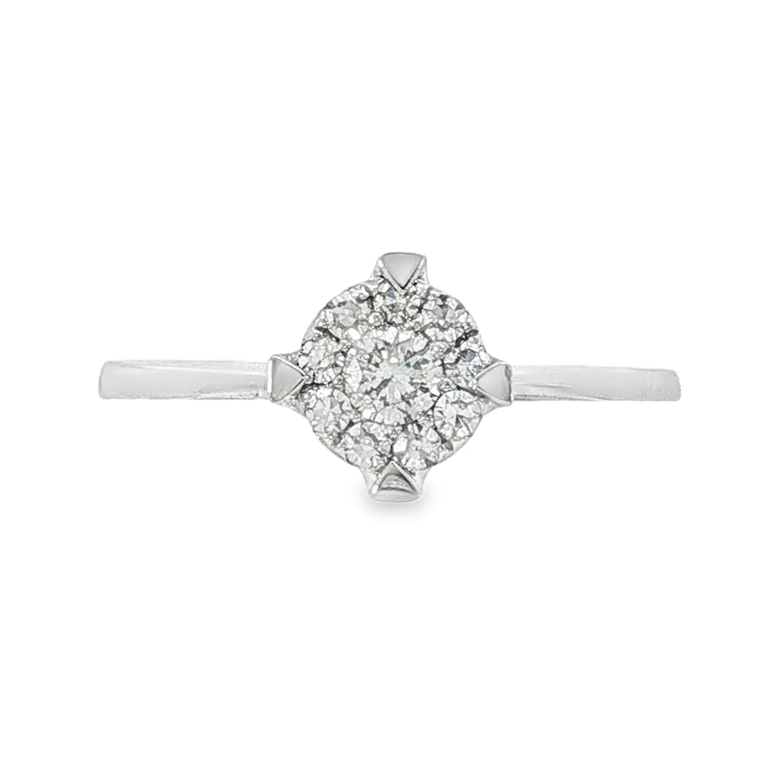 18K White gold ring with cluster of round brilliant diamonds. Item 16288 - ABC Jewelry Co. 