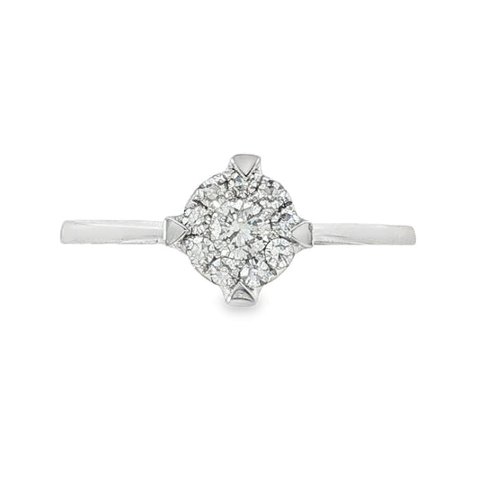 18K White gold ring with cluster of round brilliant diamonds. Item 16288 - ABC Jewelry Co. 