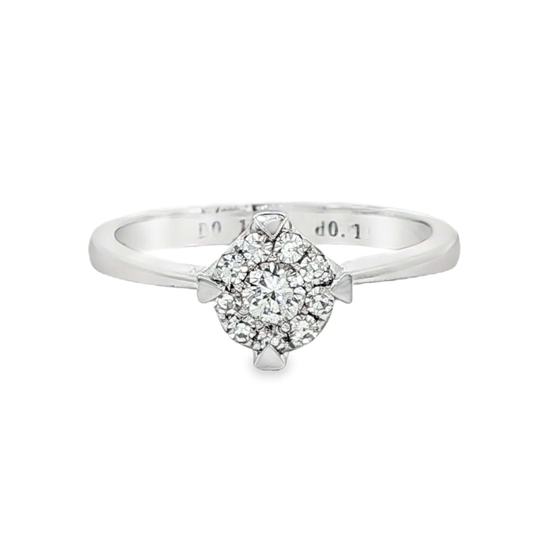 18K White gold ring with cluster of round brilliant diamonds. Item 16288 - ABC Jewelry Co. 