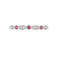 14K White gold band set with round brilliant natural mined diamonds and rubies. Item 17459 - ABC Jewelry Co.