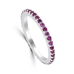 14K White Gold - Pink Sapphire Fashion Band - 17880