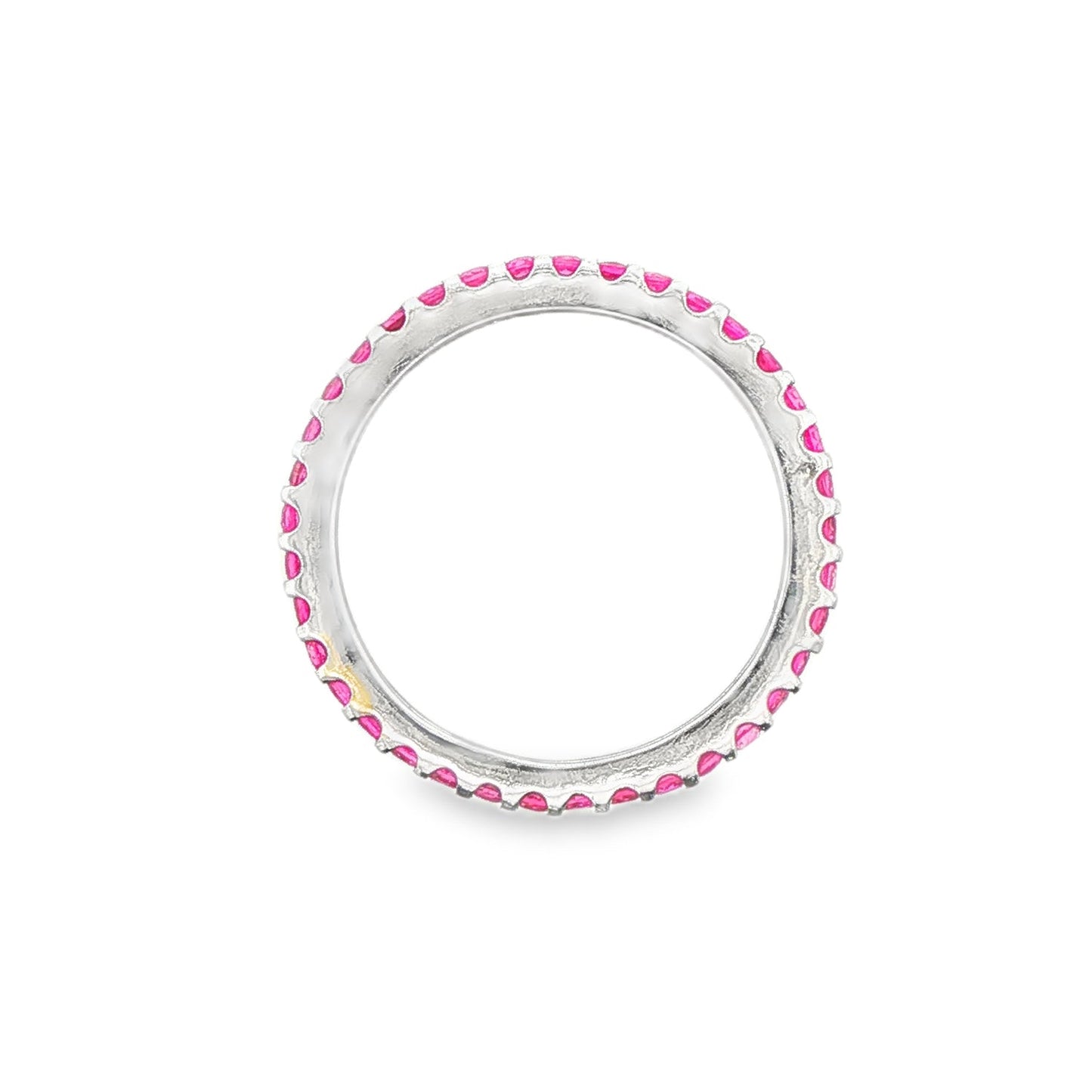 14K White gold band set with pink sapphires. Item 17880 - ABC Jewelry Co. 