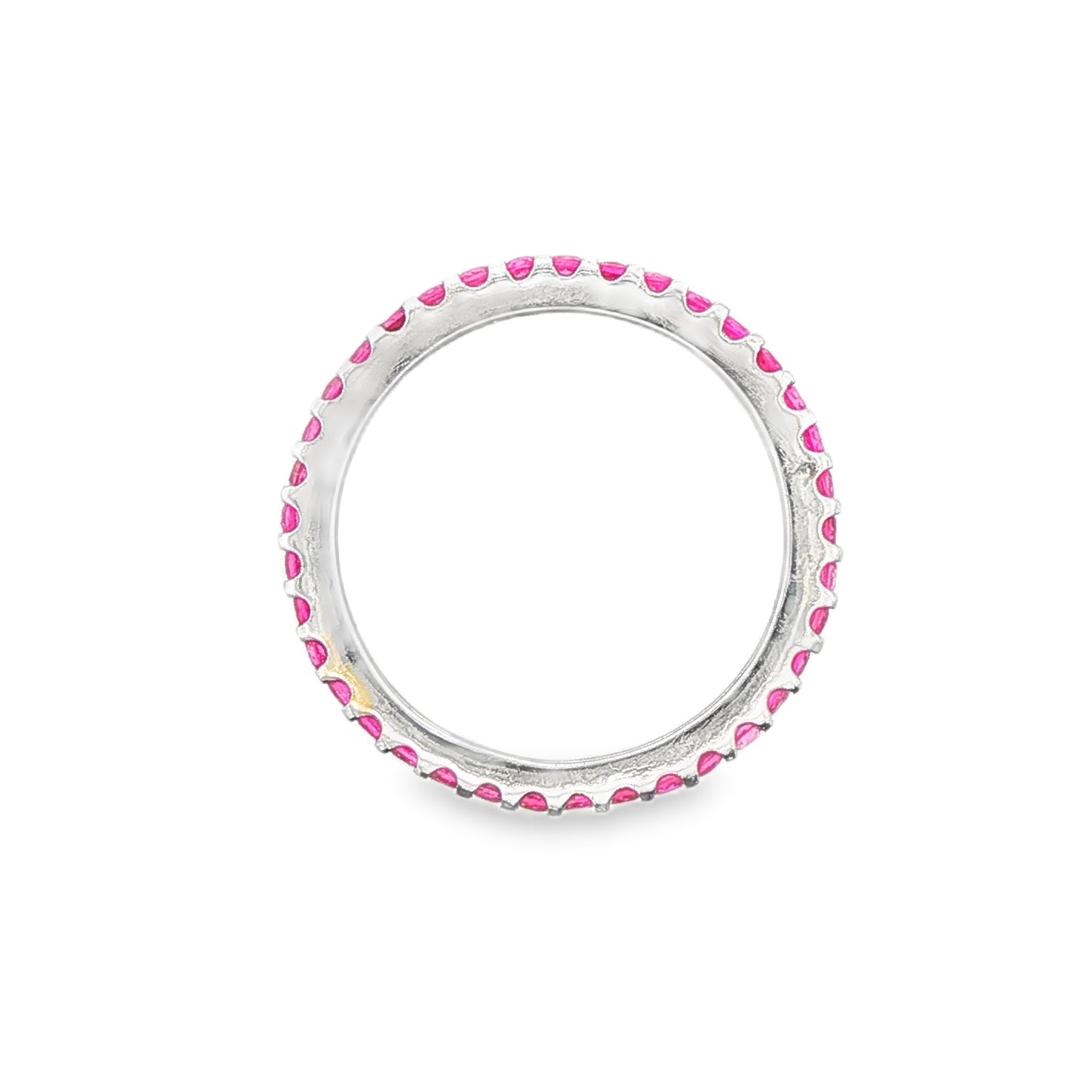 14K White gold band set with pink sapphires. Item 17880 - ABC Jewelry Co. 