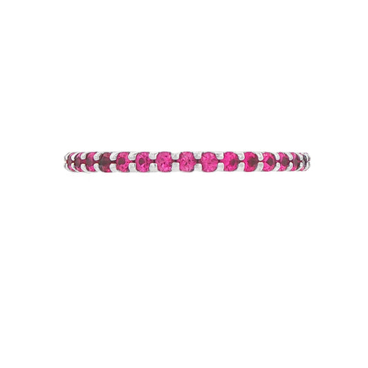 14K White gold band set with pink sapphires. Item 17880 - ABC Jewelry Co. 