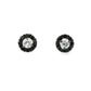 14K White gold earring with round brilliant diamond center stone surrounded by a black diamond halo. Item 19175 - ABC Jewelry Co.