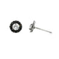 14K White gold earring with round brilliant diamond center stone surrounded by a black diamond halo. Item 19175 - ABC Jewelry Co.