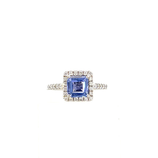 Blue Sapphire diamond halo ring-19283