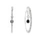 18K White gold diamond set hoop earrings with a black diamond briolette drop in the center of each. Item 19445 - ABC Jewelry Co. 