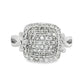 14K White gold cushion shaped pavé diamond cluster ring. Item 19639 - ABC Jewelry Co