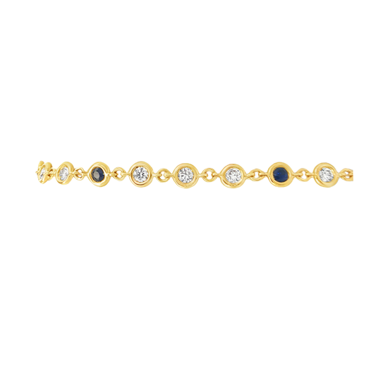18K Yellow Gold - Diamond & Sapphire Bracelet - J38851