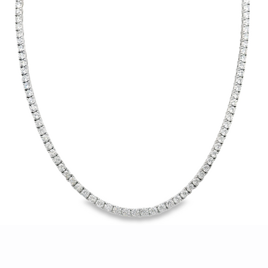 14K White Gold - 18in Diamond Tennis Necklace - J37312