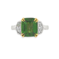 14K white & yellow gold ring set with a green tsavorite center stone and two Cadillac cut diamonds. Item #J36895 - ABC Jewelry Co.