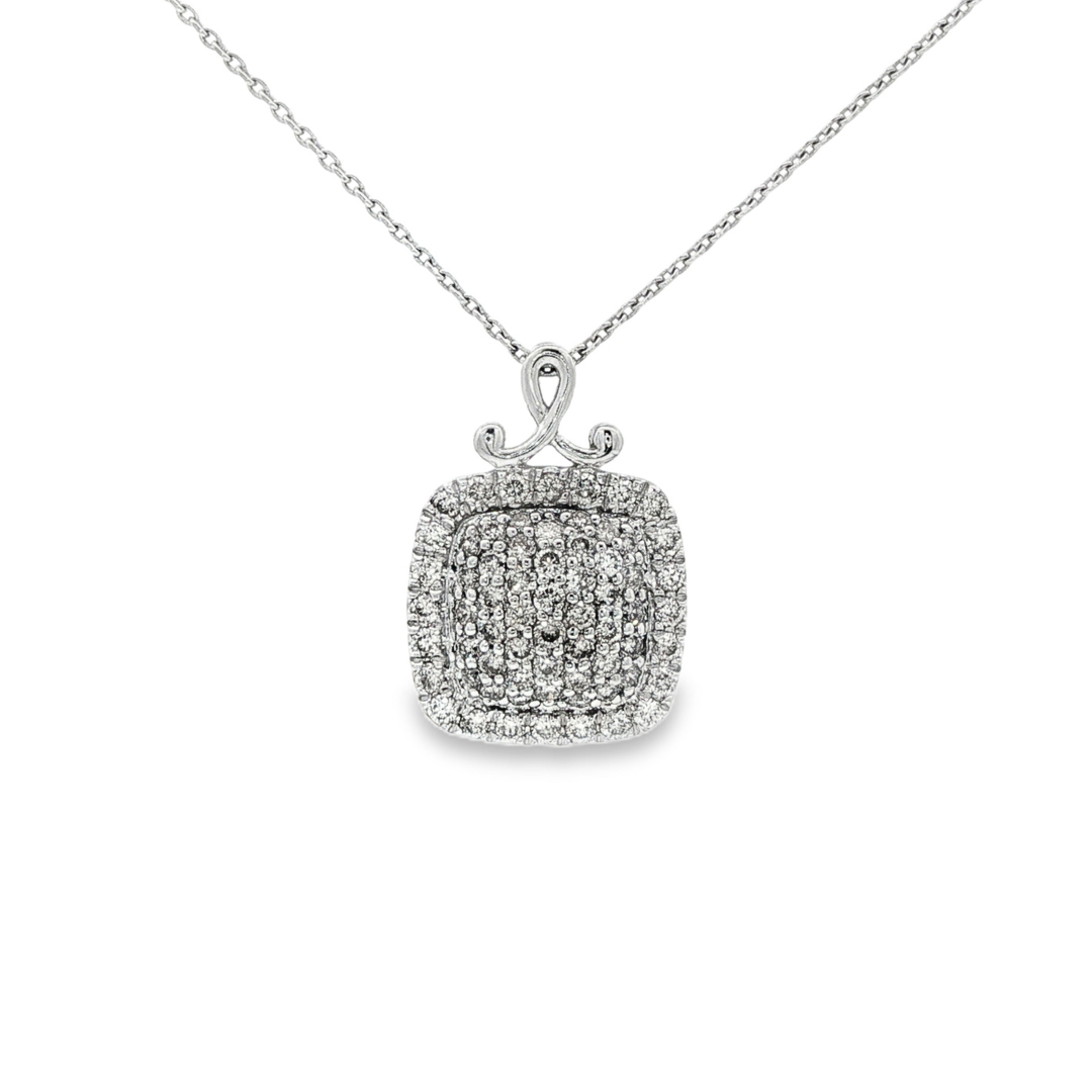 14K White gold necklace with pavé diamond pendant. Item 19733 - ABC Jewelry Co. 
