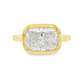 14K Yellow gold ring bezel set with a cushion cut lab grown diamond set east-west. Item J38794 - ABC Jewelry Co. 