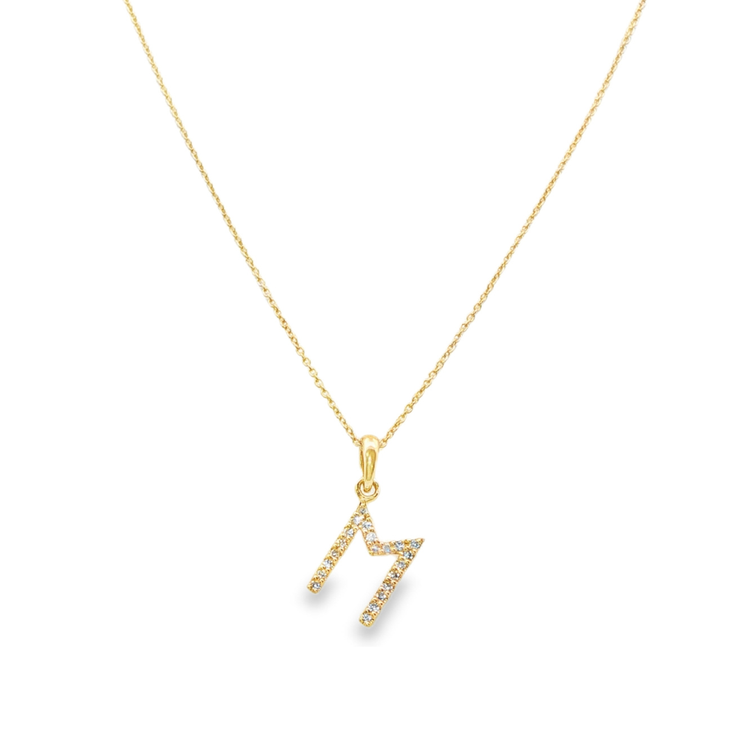 14K Yellow Gold - Diamond Set Initial Necklace - J38613