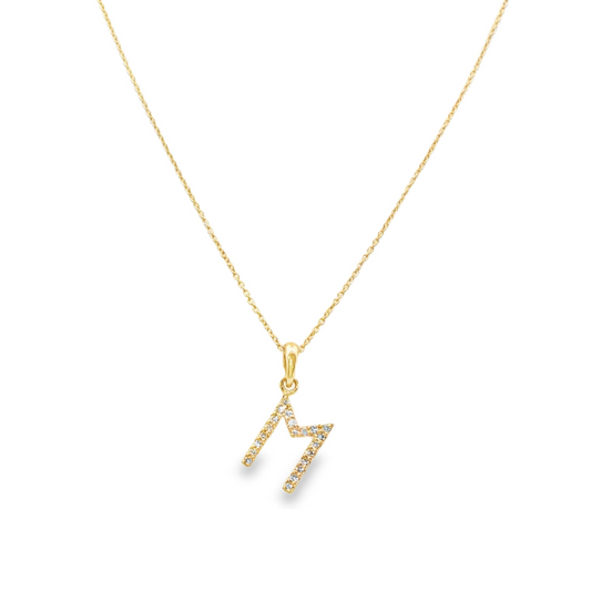 14K Yellow Gold - Diamond Set Initial Necklace - J38613