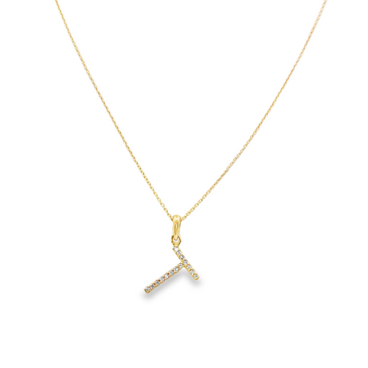 14K Yellow Gold - Diamond Set Initial Necklace - J38614
