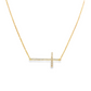 18K Yellow gold necklace with diamond set horizontal cross pendant. Item J36131 - ABC Jewelry Co.