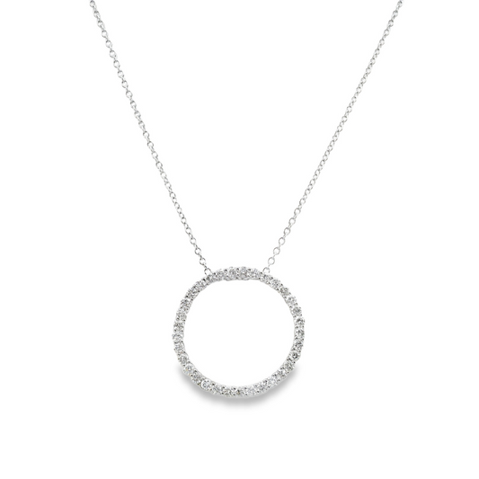 14K White Gold - Diamond Necklace - J36921