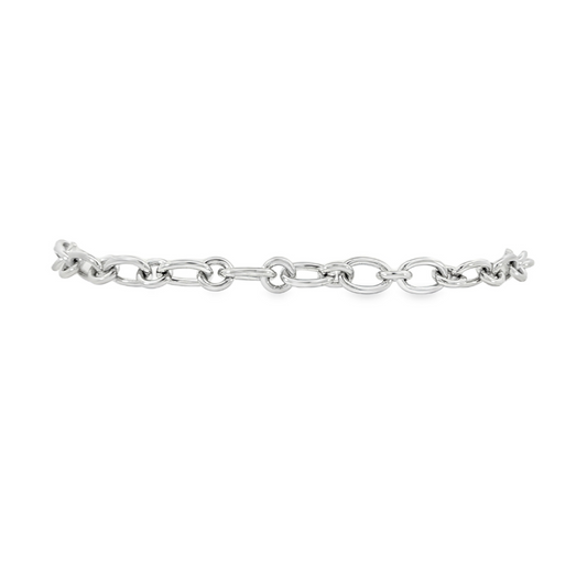 14K White gold classic link bracelet. Item 15919 - ABC Jewelry Co.
