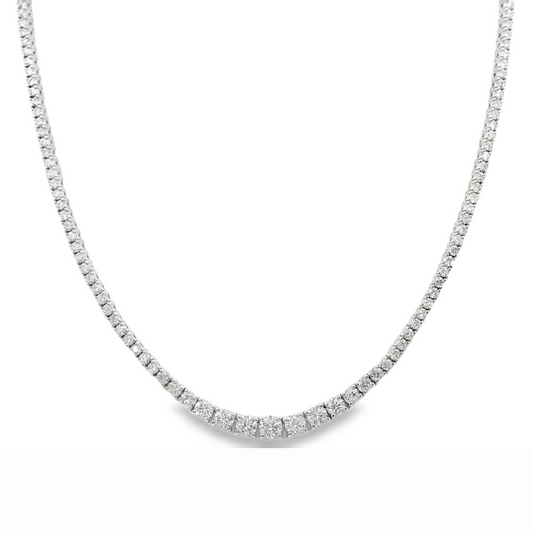 14K White Gold - Graduated Diamond Tennis Necklace - J36990