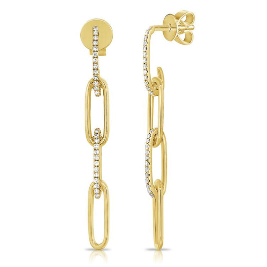 14KY Diamond Designer Link Dangle Earrings-AJE00096-019